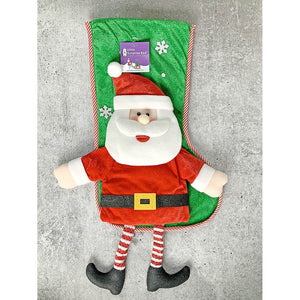 Velvet Glitter Santa Christmas Stocking, 16 inches - XMAS STOCKINGS