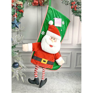 Velvet Glitter Santa Christmas Stocking, 16 inches - XMAS STOCKINGS