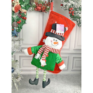 Velvet Glitter Snowman Christmas Stocking, 16 inches - XMAS STOCKINGS