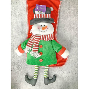 Velvet Glitter Snowman Christmas Stocking, 16 inches - XMAS STOCKINGS