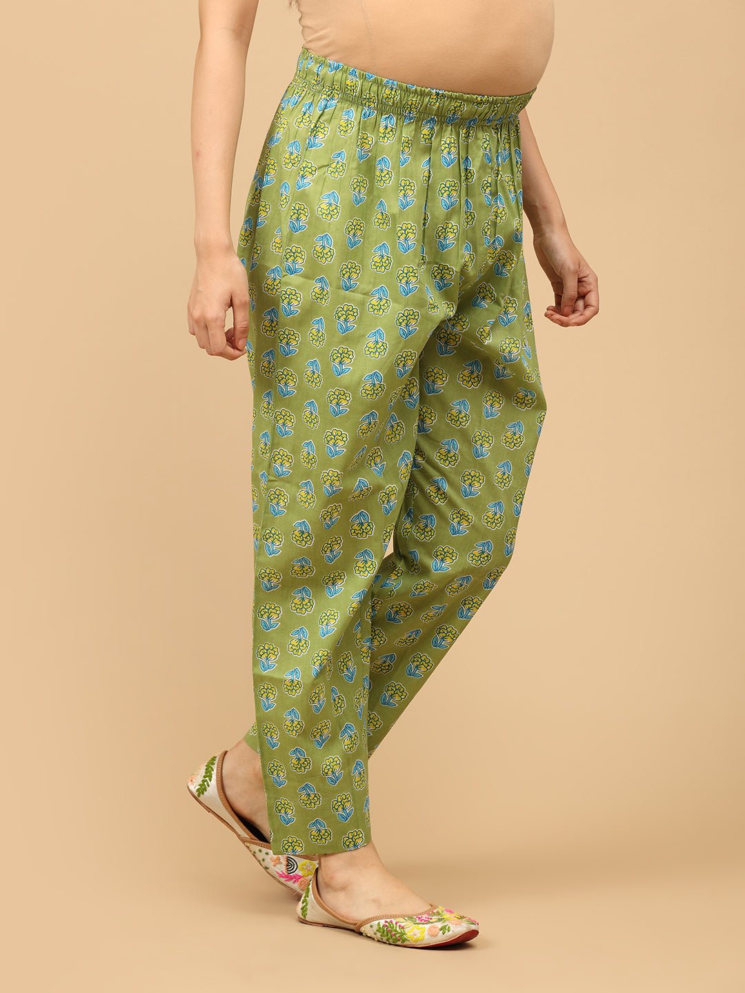 Verdant Ease Maternity and Nursing Kurta Set With Dupatta - MEW - SK - VRDE - S