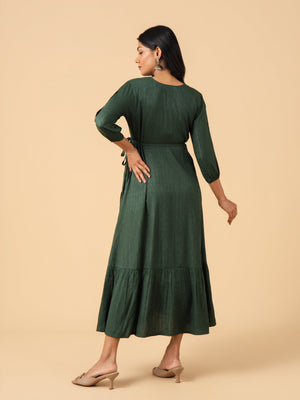 Verdant Luxe Maternity Wrap Dress - S Maternity Casual Dress
