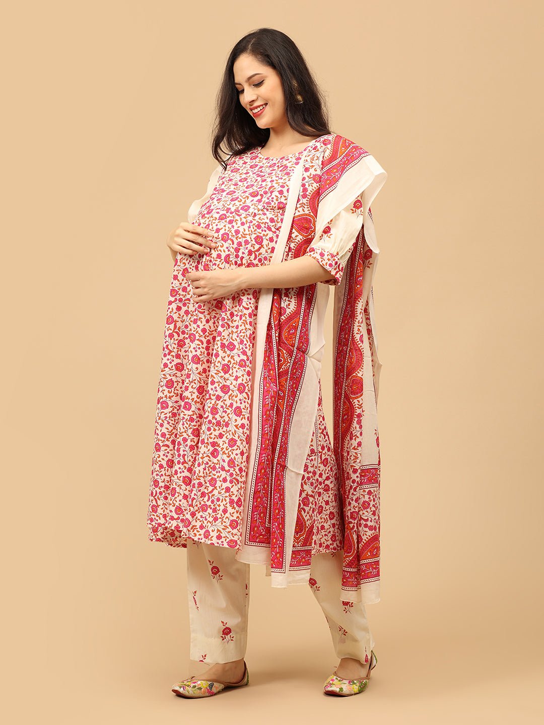Vibe in Bloom Maternity and Nursing Kurta Set With Dupatta - MEW - SK - VBIBL - S