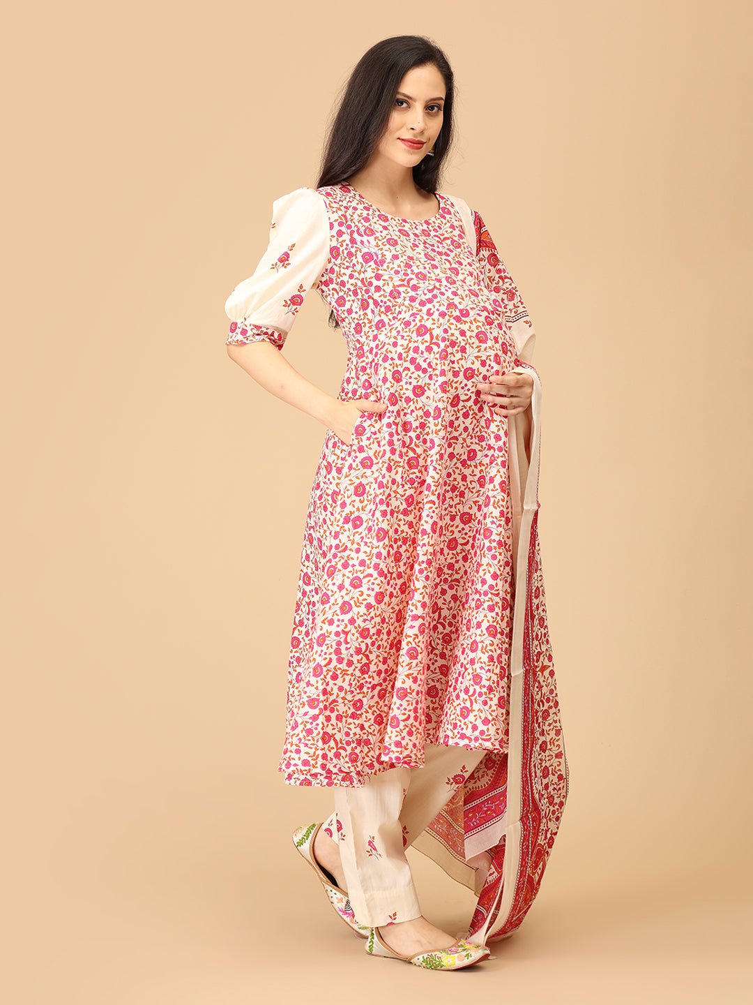 Vibe in Bloom Maternity and Nursing Kurta Set With Dupatta - MEW - SK - VBIBL - S