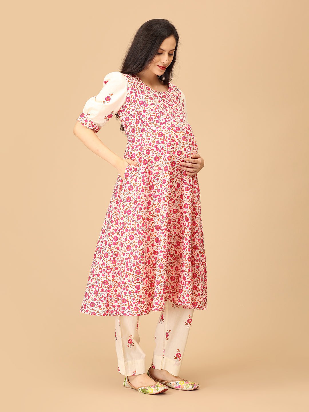 Vibe in Bloom Maternity and Nursing Kurta Set With Dupatta - MEW - SK - VBIBL - S