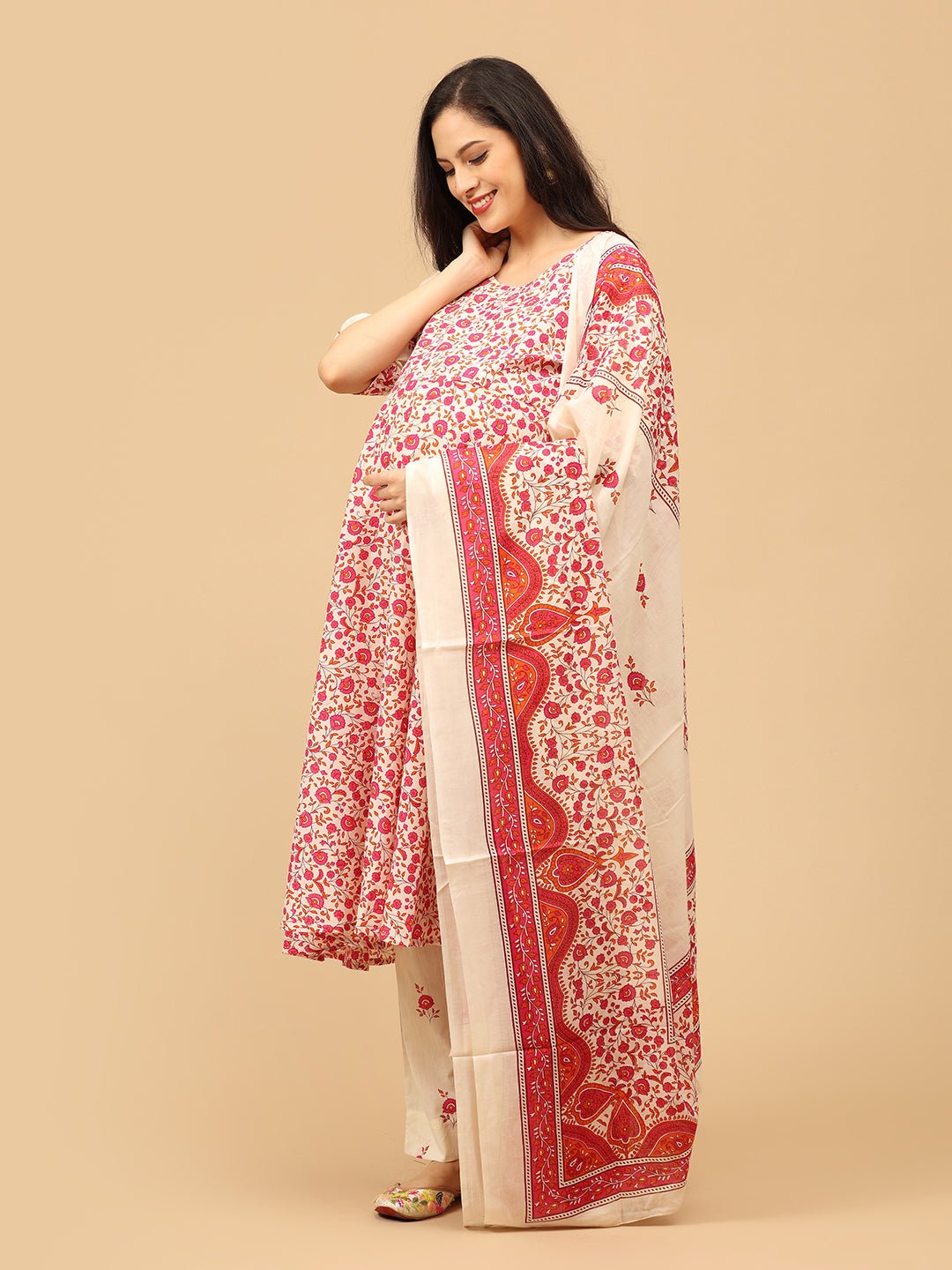Vibe in Bloom Maternity and Nursing Kurta Set With Dupatta - MEW - SK - VBIBL - S