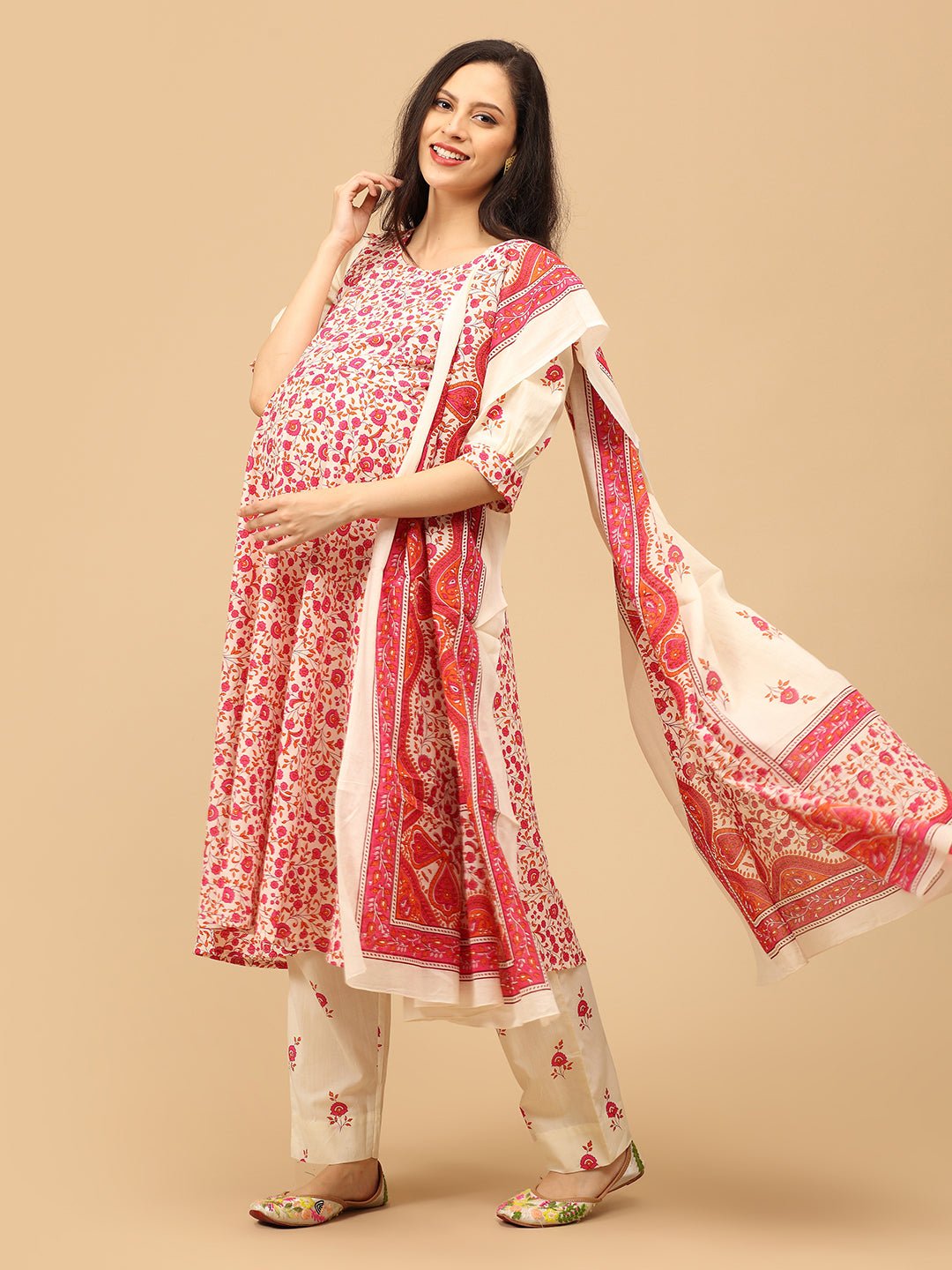 Vibe in Bloom Maternity and Nursing Kurta Set With Dupatta - MEW - SK - VBIBL - S