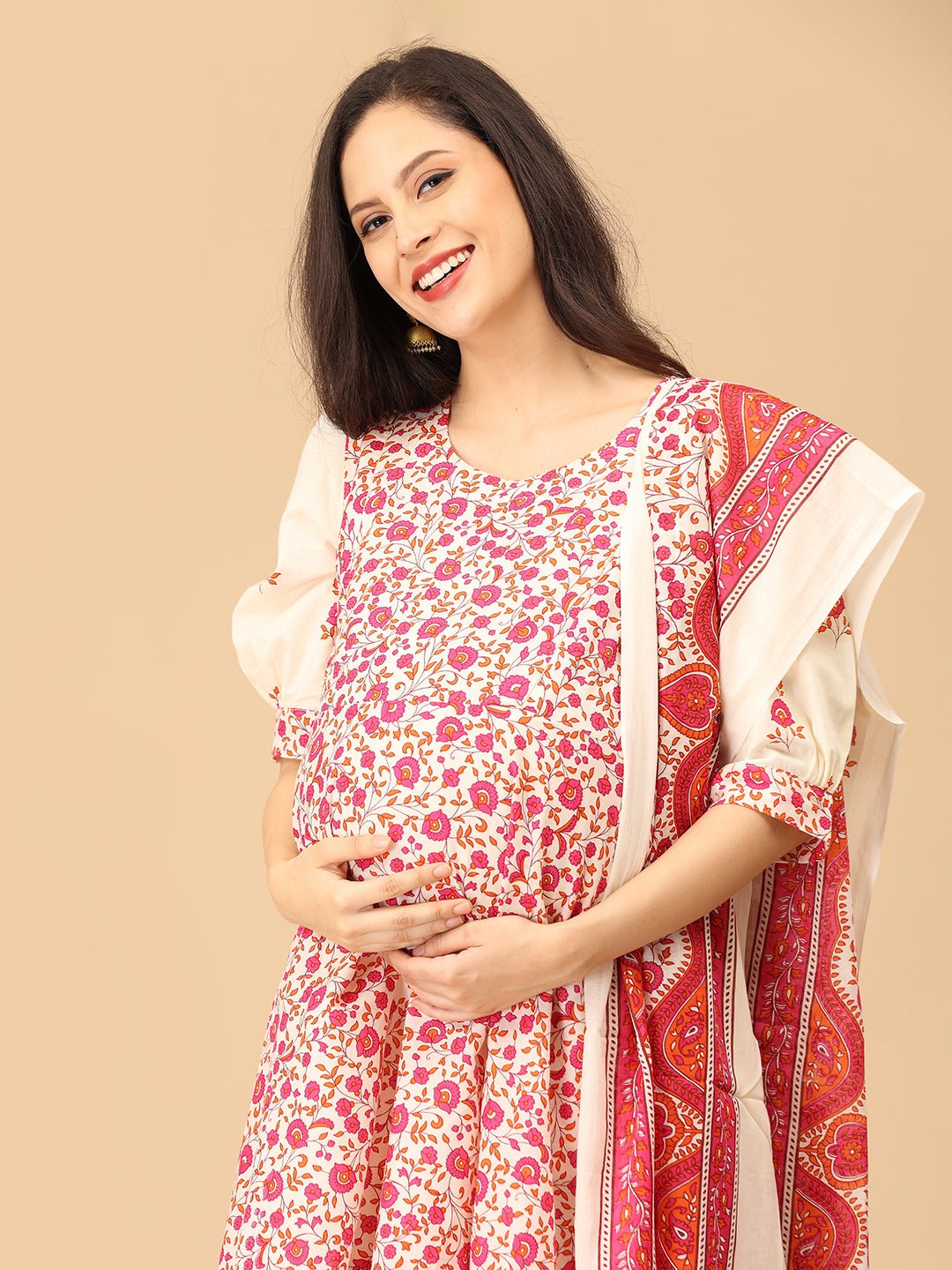 Vibe in Bloom Maternity and Nursing Kurta Set With Dupatta - MEW - SK - VBIBL - S