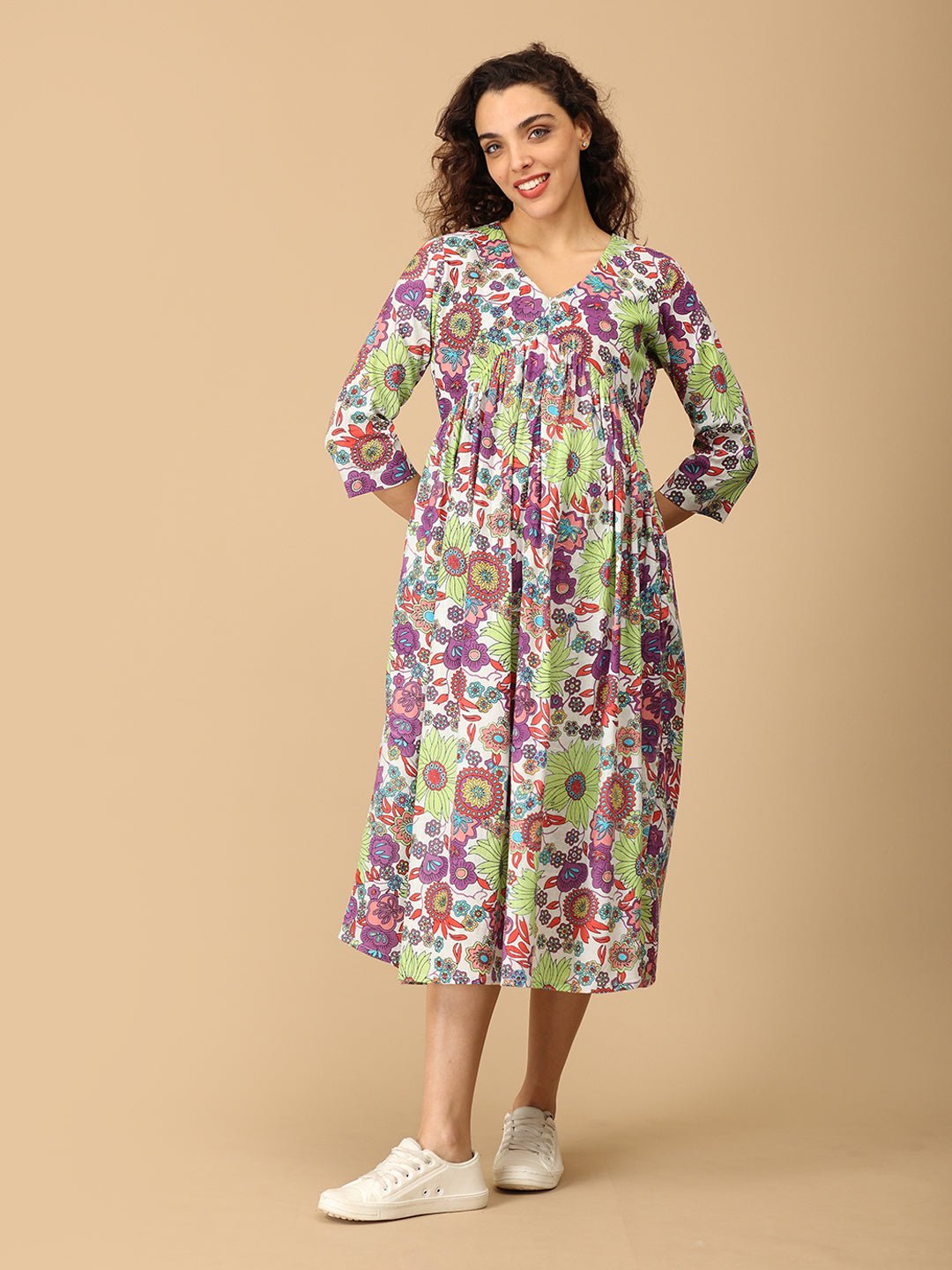 Vibrant Voyage Maternity and Nursing Dress - S Maternity Casual Dress