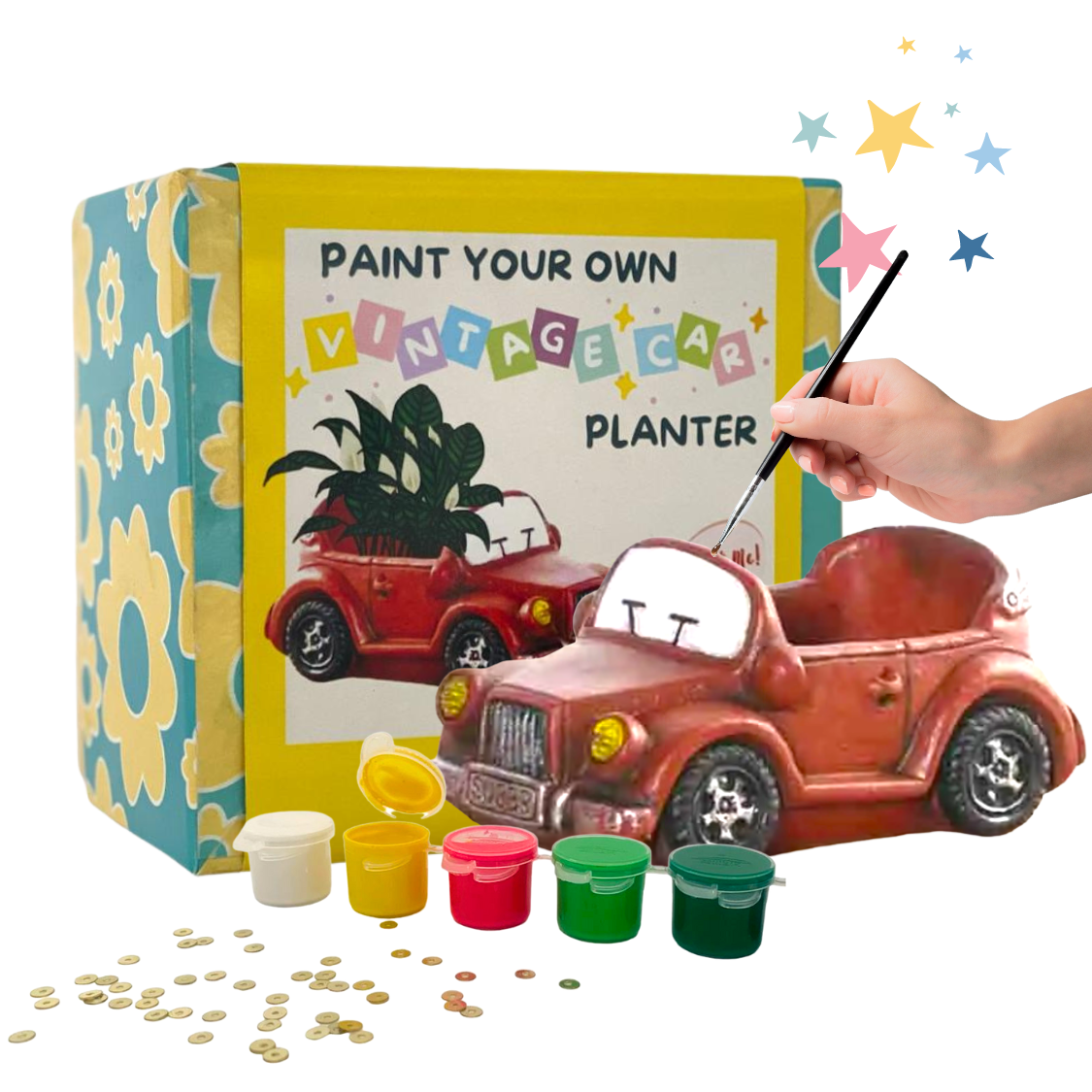 Craftopedia Paint Your Own Vintage Car Planter | DIY Art and Craft Kit