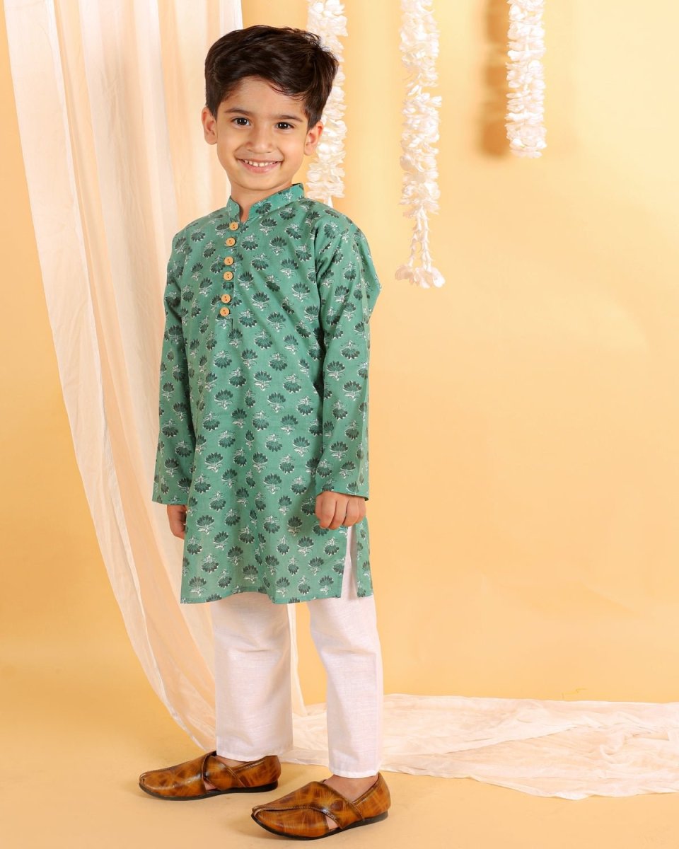Viridian Green Boys Kurta Pajama Set - KES-SC-VGB-0-6