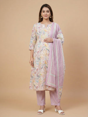Vivid Vibes Maternity and Nursing Kurta Set With Dupatta - S Maternity Ethnic Set
