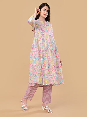 Vivid Vibes Maternity and Nursing Kurta Set With Dupatta - S Maternity Ethnic Set