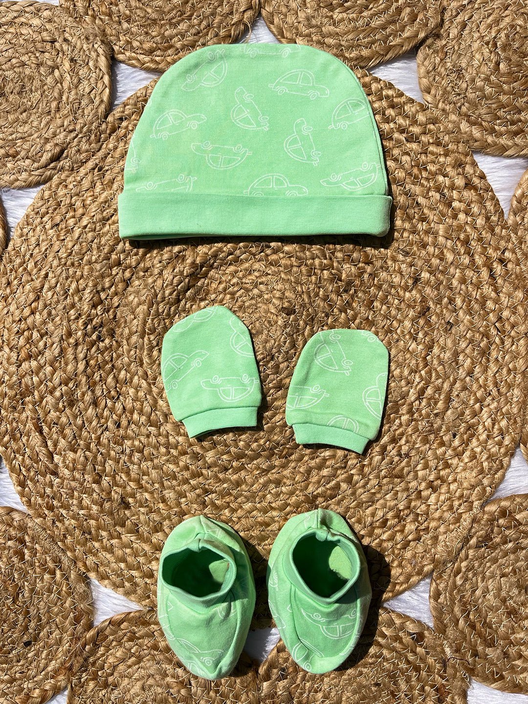Vroom Vroom - Mittens, Booties and Cap set - MBC - VRMVM