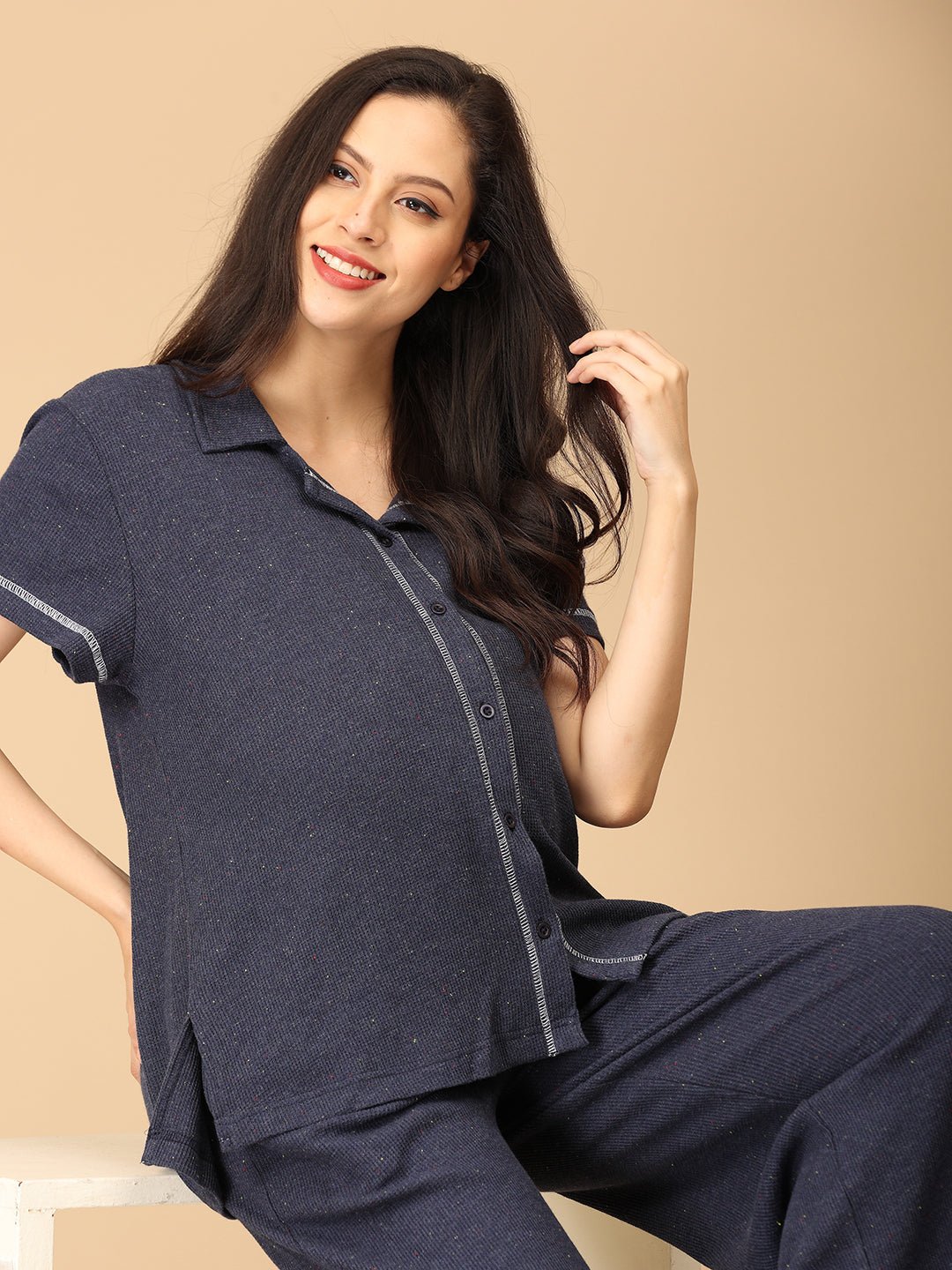 Waffle Walks Maternity and Nursing Pajama Set - NW - SD - WAFW - S