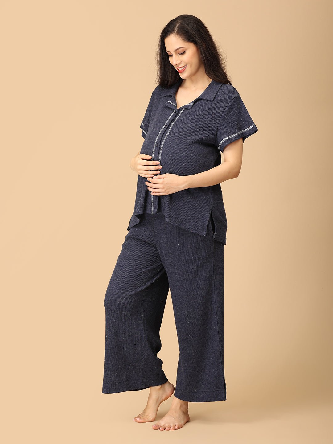 Waffle Walks Maternity and Nursing Pajama Set - NW - SD - WAFW - S