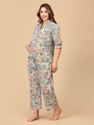 Wander & Bloom Maternity and Nursing Nightwear Set - NW - SK - WNDBL - S