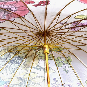 Watercolour Flowers, Chinese Canopy Style Rain and All season Umbrella - Little Surprise BoxWatercolour Flowers, Chinese Canopy Style Rain and All season Umbrella
