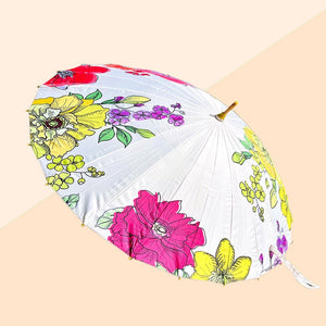 Watercolour Flowers, Chinese Canopy Style Rain and All season Umbrella - Little Surprise BoxWatercolour Flowers, Chinese Canopy Style Rain and All season Umbrella