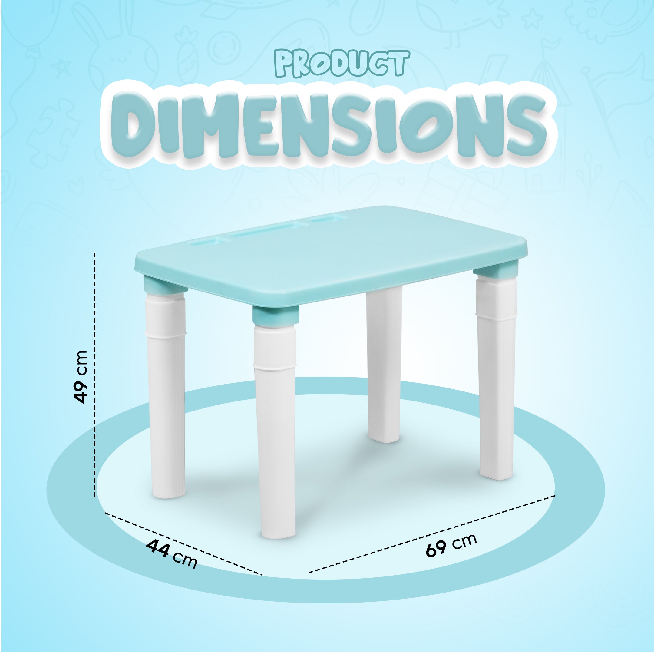 Happy Bear - Table for Kids, Lightweight Plastic Table