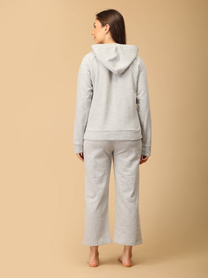 WFH Grey Maternity And Nursing Hoodie Pajama Loungewear Set