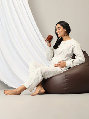 Whale Song Maternity And Nursing Pajama Loungewear Set - M Maternity Winter Set