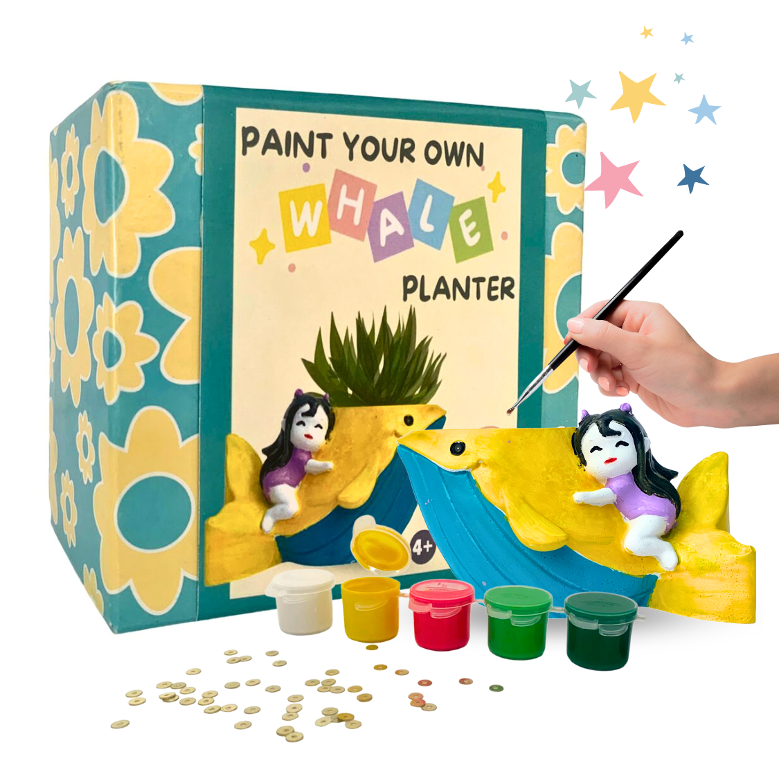 Craftopedia Paint Your Own Whale Planter | DIY Art and Craft Kit