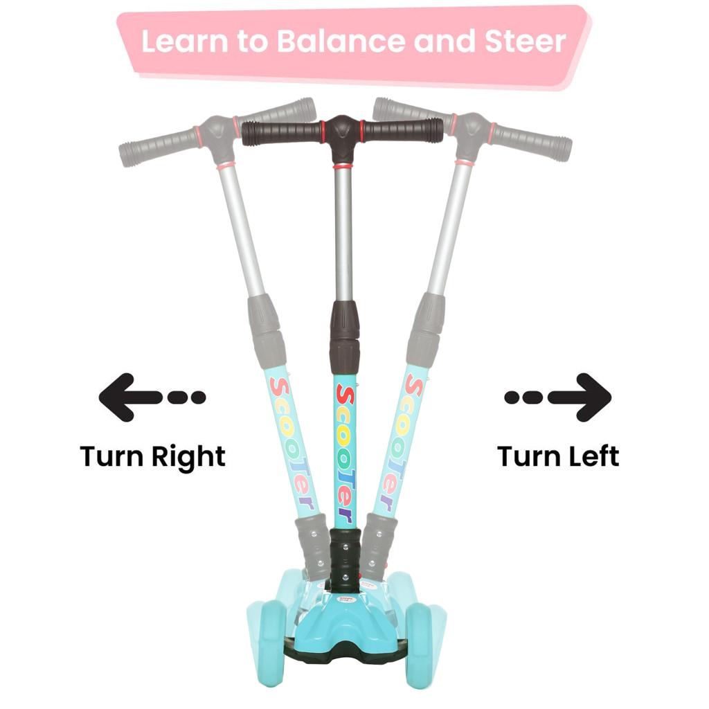 HAPPY BEAR - Kick Scooter with Adjustable Handlebar, LED PU Wheels with Brake