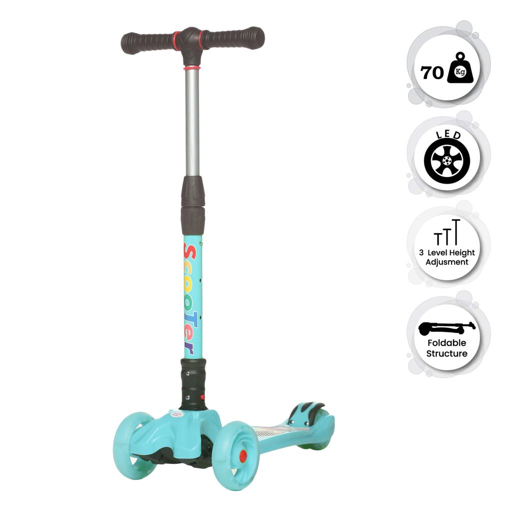 HAPPY BEAR - Kick Scooter with Adjustable Handlebar, LED PU Wheels with Brake