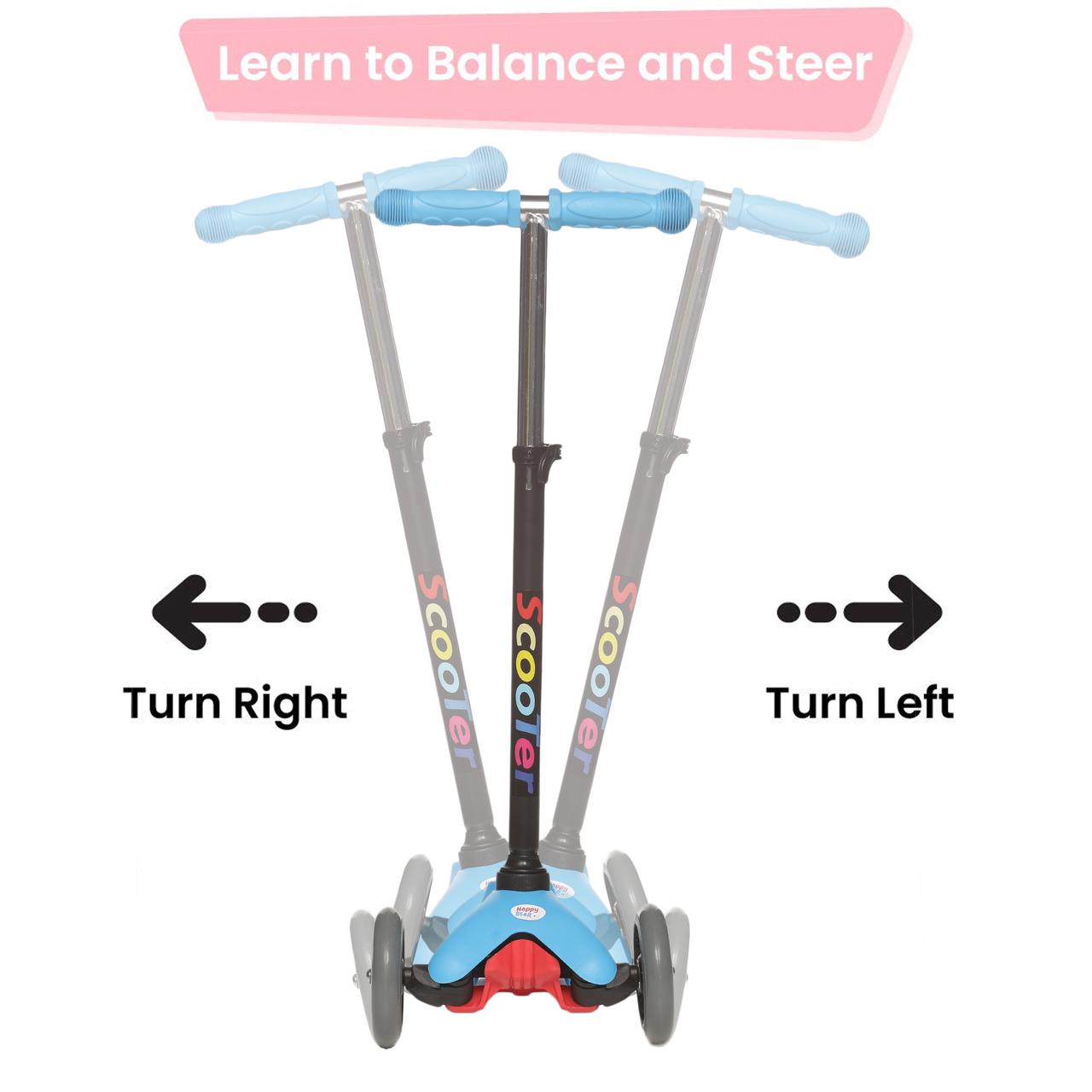 Happy Bear Kick Scooter with 3 Adjustable Height and Rear Brake