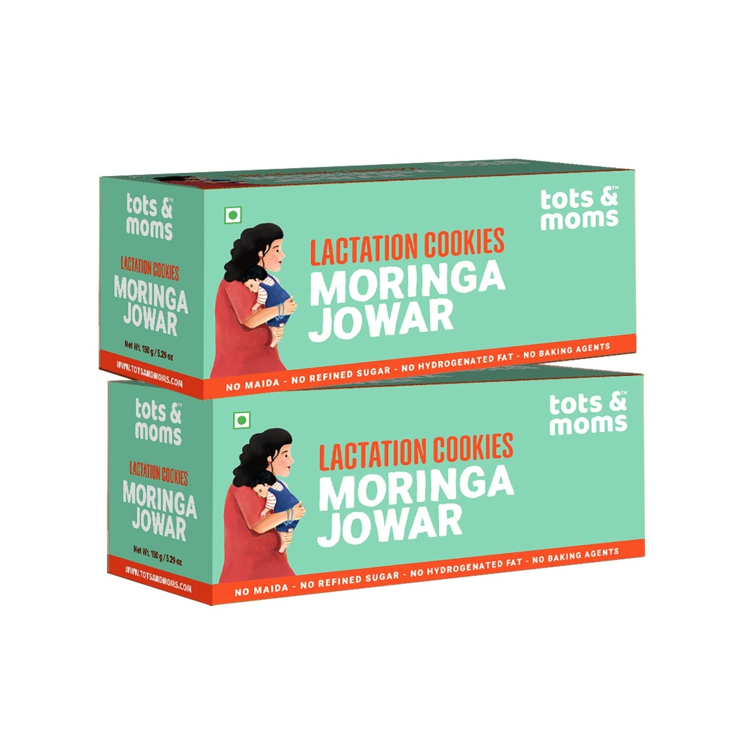 Tots & Moms Lactation Cookies – Moringa & Jowar | Boosts Lactation, Immunity & Postpartum Recovery | High-Fiber, Nutrient-Rich | No Refined Sugar or Preservatives | Pack of 2 - 150g each