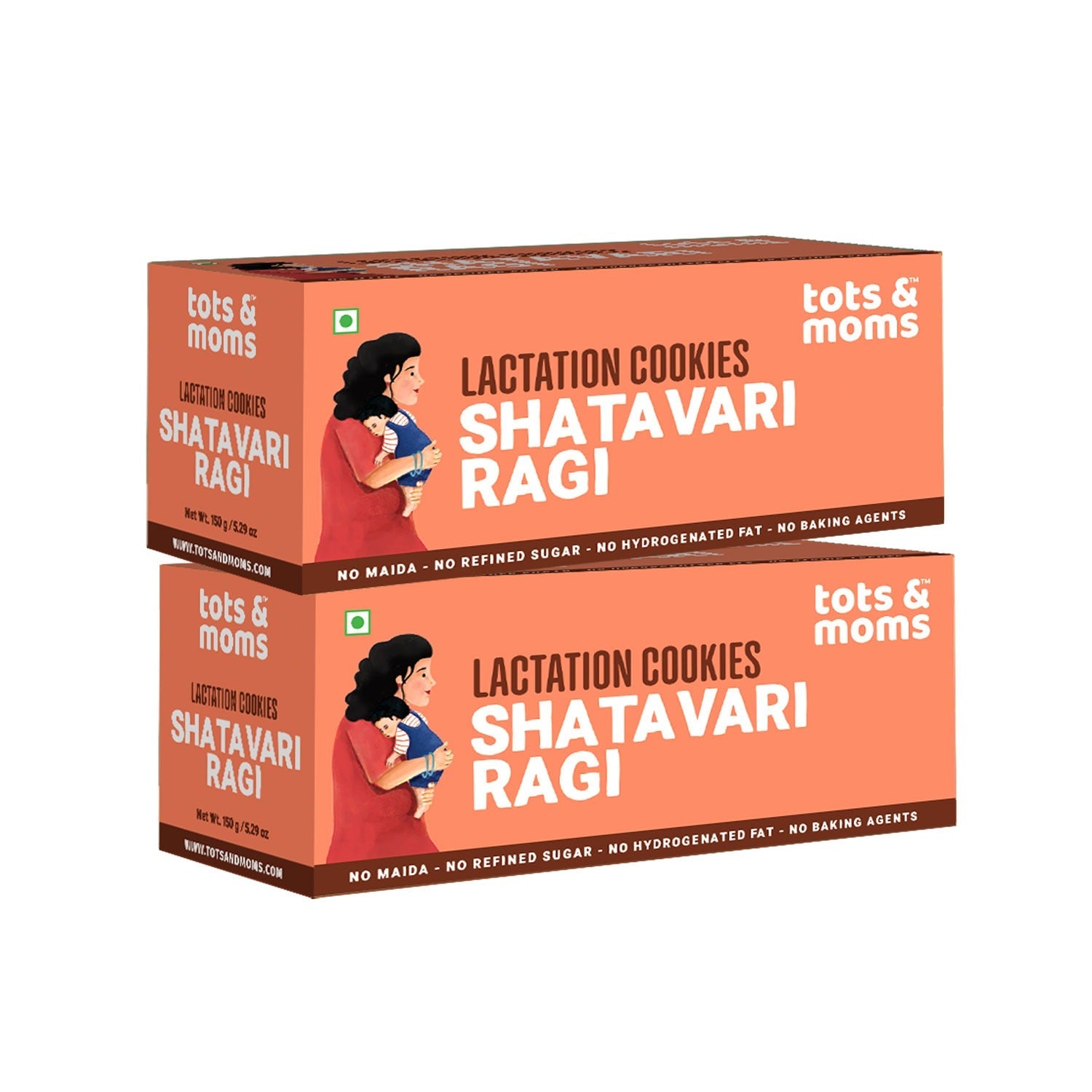 Tots & Moms Lactation Cookies-Shatavari Ragi | Nourishing Support for New Moms | Rich in Calcium, Iron & Omega Fats | Boosts Milk Production & Postpartum Recovery | No Refined Sugar or Preservatives | Pack of 2 - 150g each