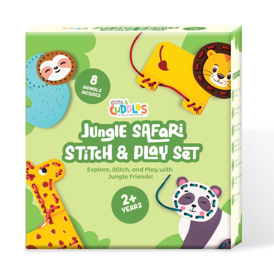Cots and Cuddles Wooden Animal Stitch and Play Set for Kids