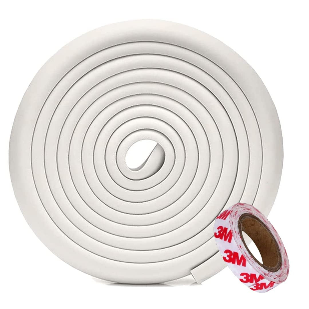 KidDough Baby Proofing Extra Thick Furniture Edge Protector - 5 Mtrs White Safety Strip, Thick Rubber Guard for Kids Safety, Corner Protector for Sharp Edges, Baby Safety Products