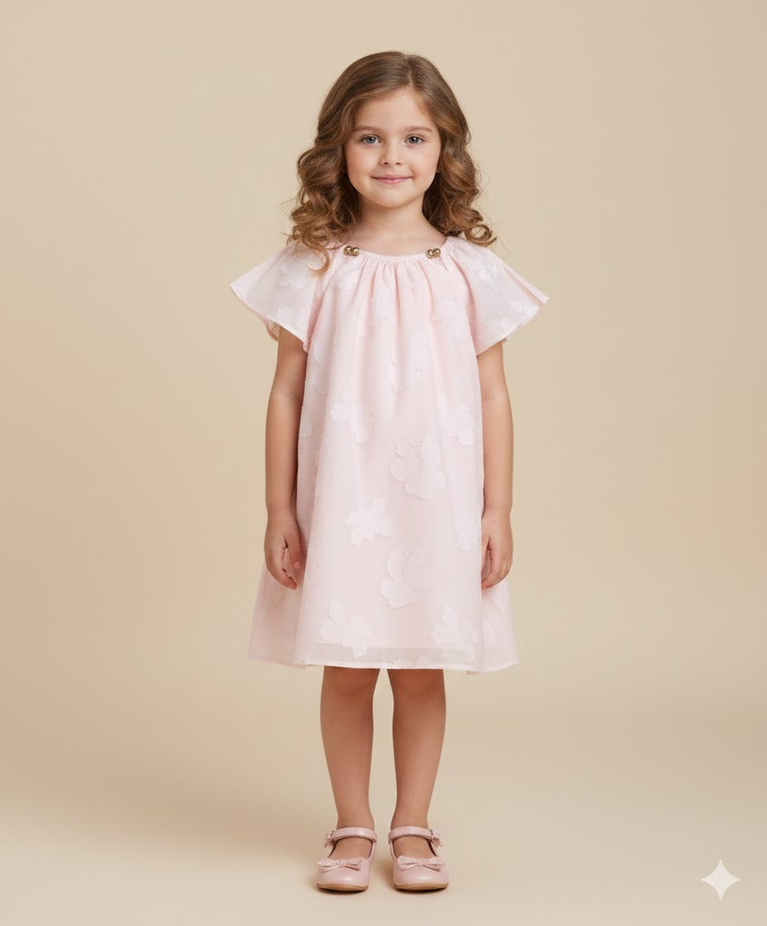 Sweetlime By AS Rose Pink Jacquard A-Line Cotton Dress