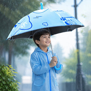 Wheel style Blue Cute Dino Printed UPF 50+ Kids - Umbrella - 5 - 10Y - Monsoon Wear