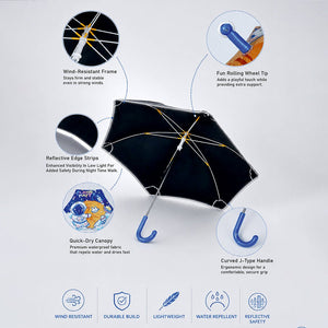 Wheel style Planet Space Astronaut Printed UPF 50+ Kids - Umbrella - 5 - 10Y - Monsoon Wear