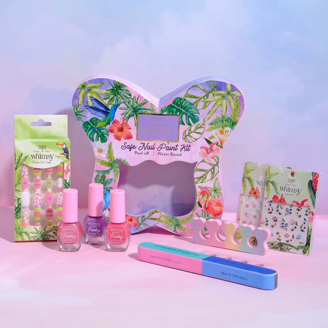 Whimsy Beauty Butterfly Nailpaint Kit (Butterfly Shape) for Kids & Teens - Pack of 8 - WH042354