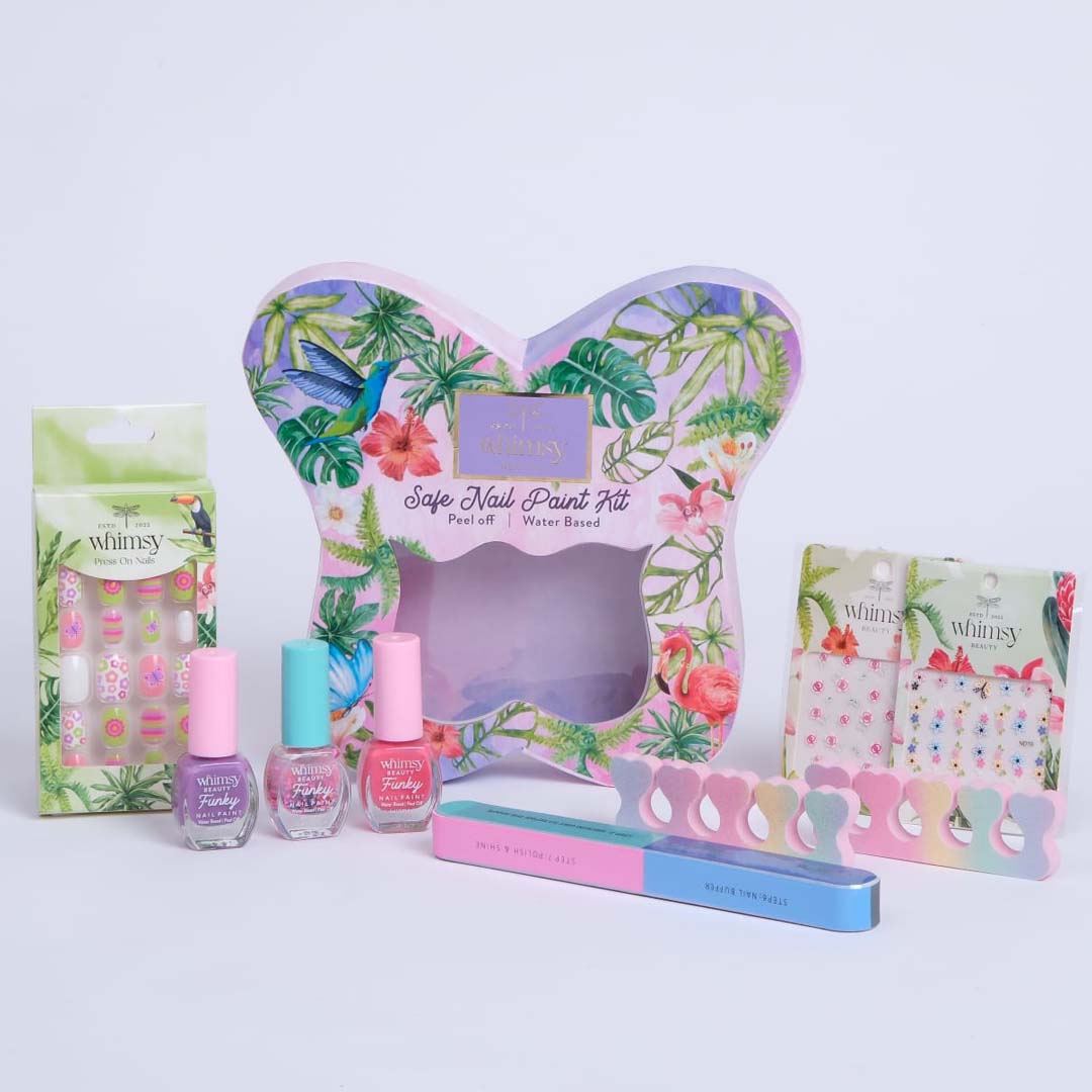 Whimsy Beauty Butterfly Nailpaint Kit (Butterfly Shape) for Kids & Teens - Pack of 8 - WH042354