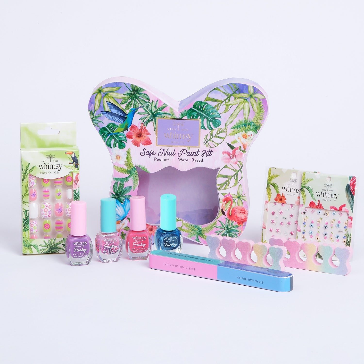 Whimsy Beauty Butterfly Nailpaint Kit (Butterfly Shape) for Kids & Teens - Pack of 8 - WH042354