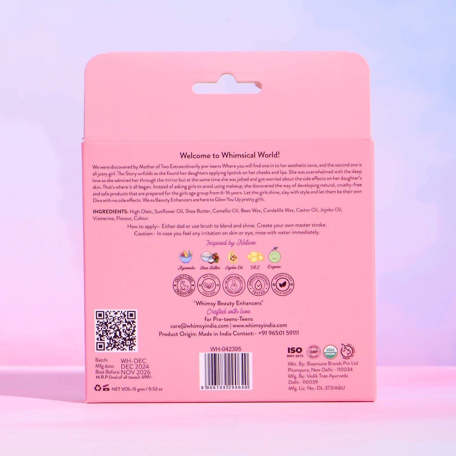 Whimsy Beauty Lip Balms for Kids & Teens - Pack of 3 - WH042395