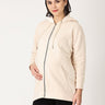 Whispering Cream Oversized Maternity Zipper Hoodie - MNSWT-WHSPIC-M