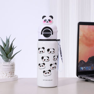 White 3d Panda Stainless Steel Kids Water Bottle, 550ml - Back To School