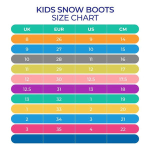 White and Silver Glam Kids Winter Snowboots - Little Surprise BoxKids Snowboots Size Chart