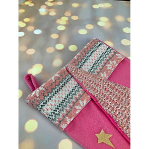 White Beard Pink Gnome Christmas Stocking, 16 inches - XMAS STOCKINGS