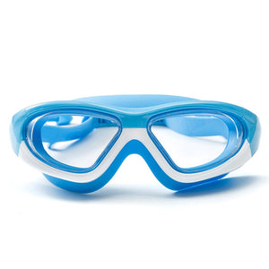 White Bordered Blue Anti Fog UV Protection Leakproof Design Swim Goggles for Kids,4yrs - 10yrs - 4 - 10 years Swim