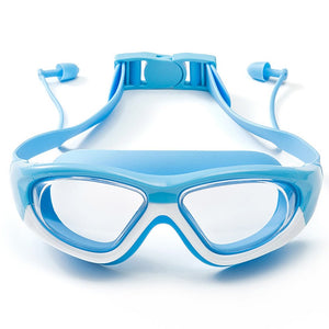 White Bordered Blue Anti Fog UV Protection Leakproof Design Swim Goggles for Kids,4yrs - 10yrs - 4 - 10 years Swim