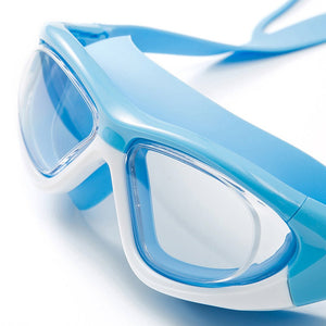 White Bordered Blue Anti Fog UV Protection Leakproof Design Swim Goggles for Kids,4yrs - 10yrs - 4 - 10 years Swim