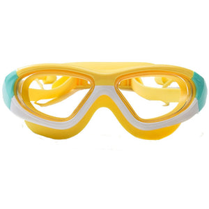 White Bordered Yellow Anti Fog UV Protection Leakproof Design Swim Goggles for Kids, 4yrs - 10yrs - 4 - 10 years Swim