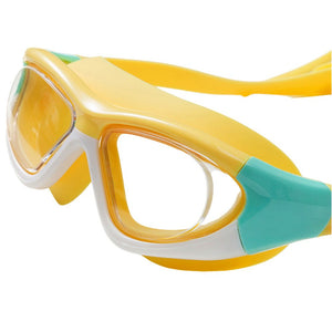 White Bordered Yellow Anti Fog UV Protection Leakproof Design Swim Goggles for Kids, 4yrs - 10yrs - 4 - 10 years Swim